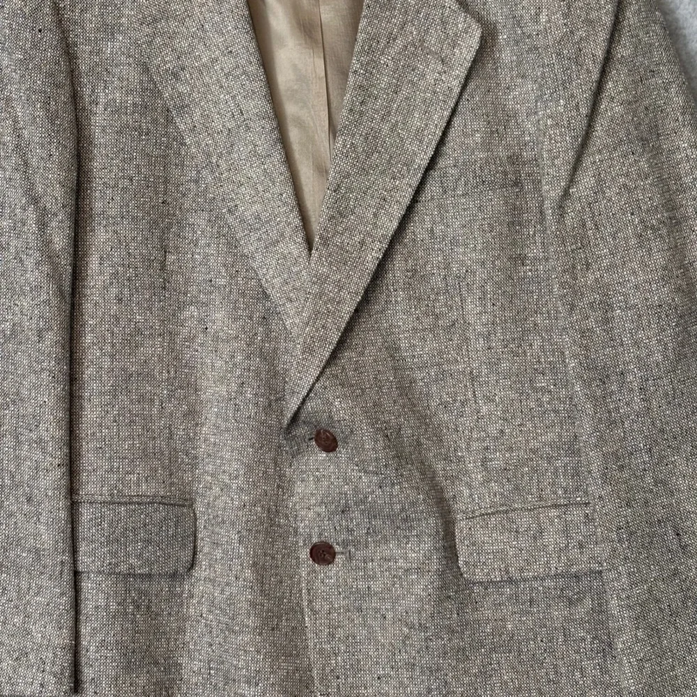 Barrington Men's 42S Blazer Tan Brown Silk Tweed 2‎ Button Sport Coat 42 Vintage